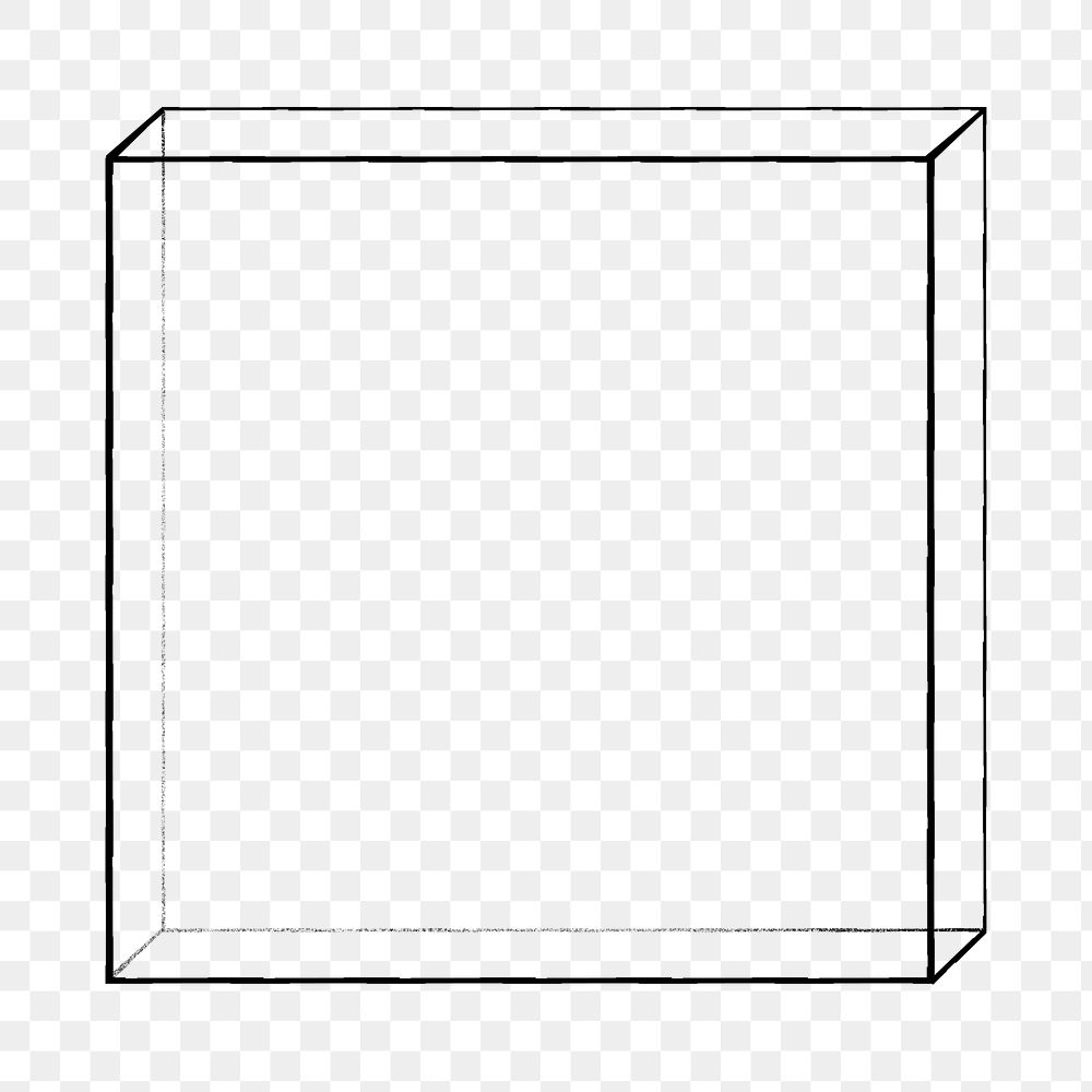 3D flat cuboid outline design element