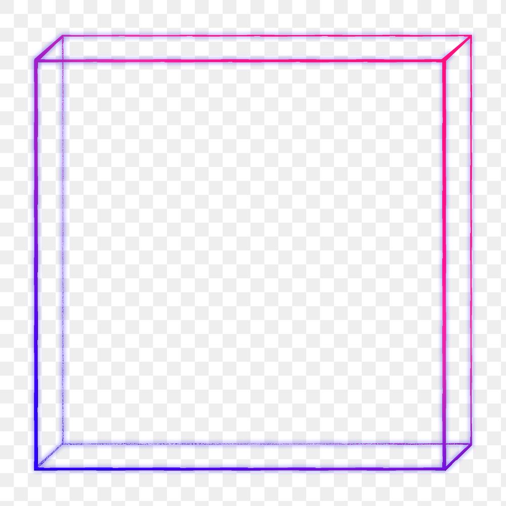 3D flat cuboid outline in neon purple design element