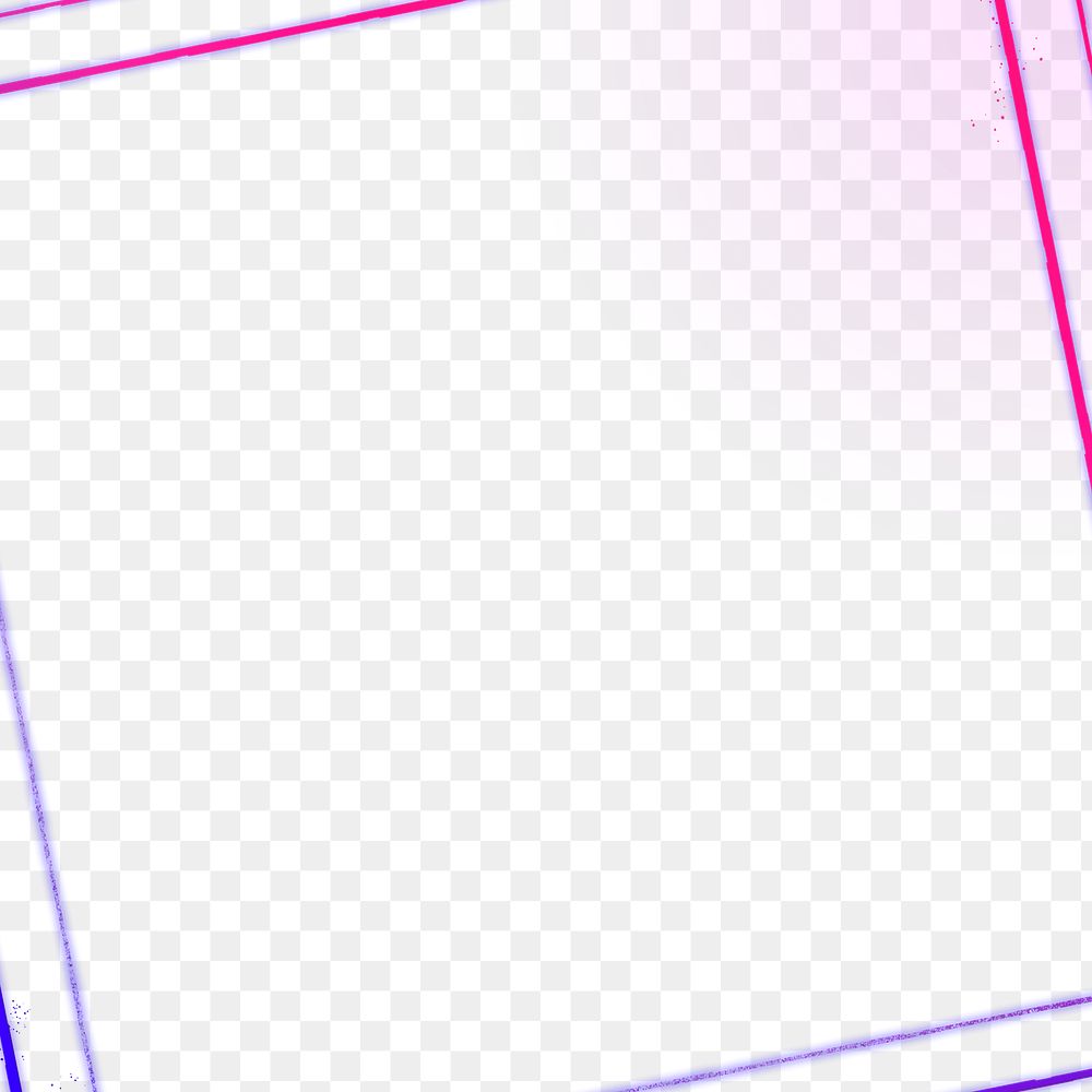 Pink and purple neon square frame design element