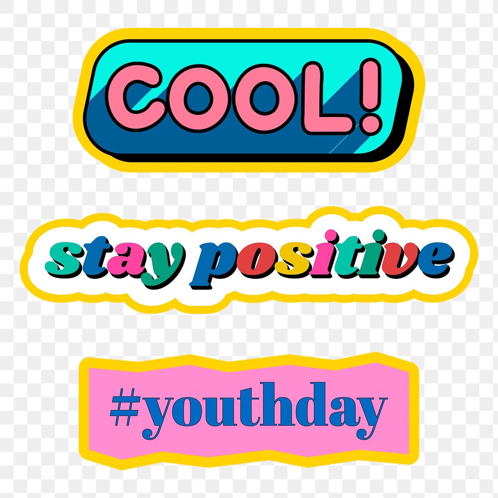 Fun and colorful word stickers set