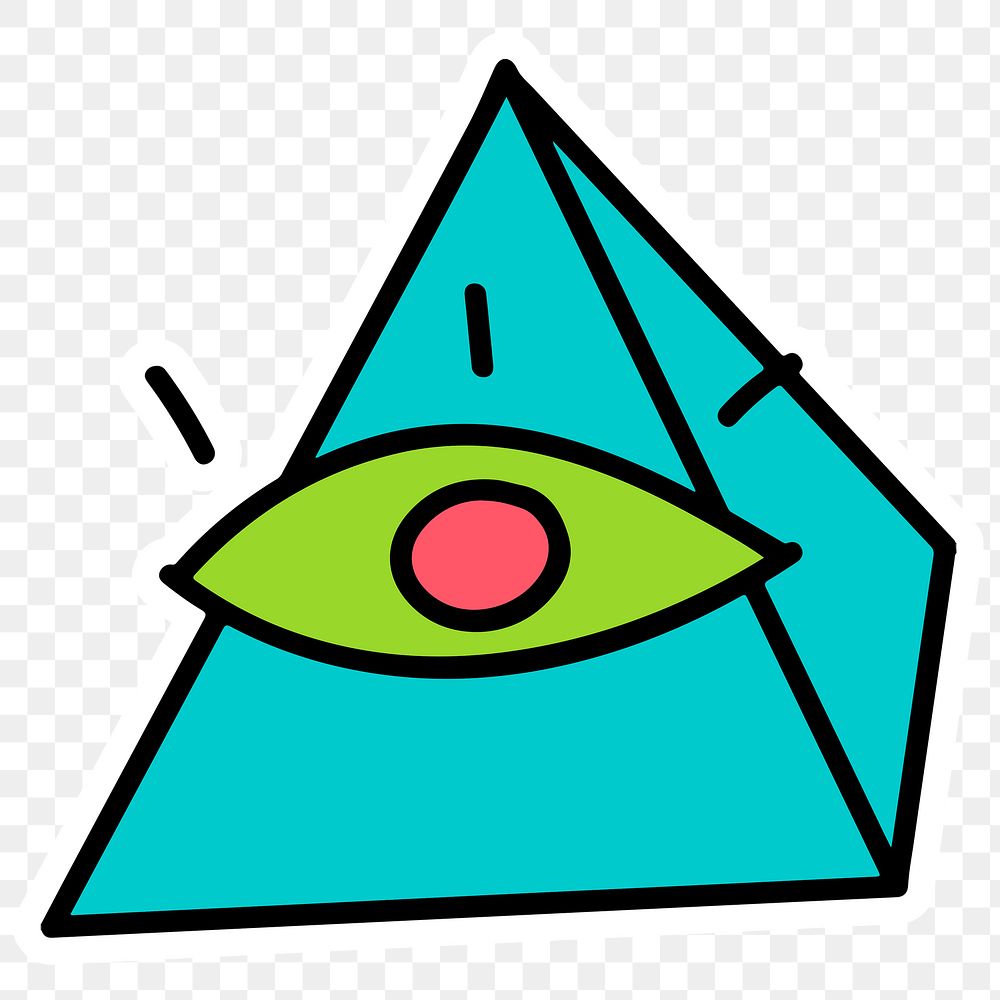 Green Eye of Providence sticker with a white border design element