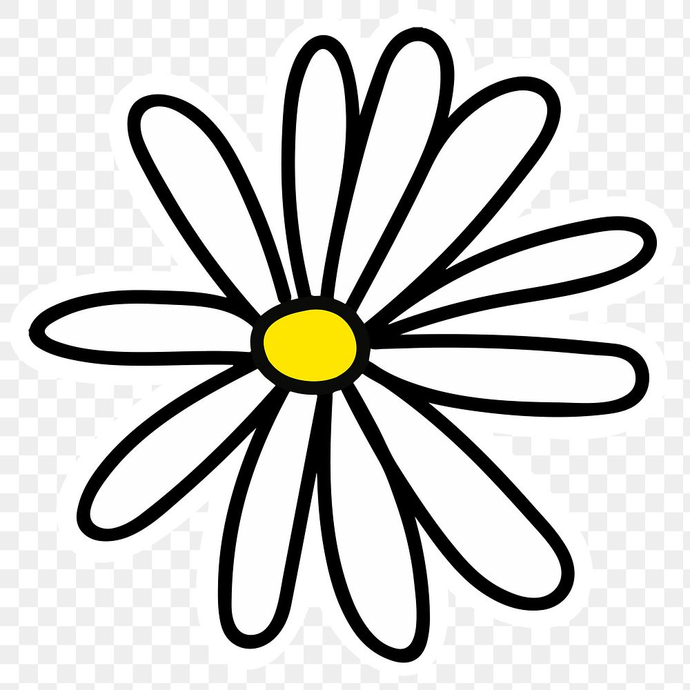 White daisy flower sticker design element