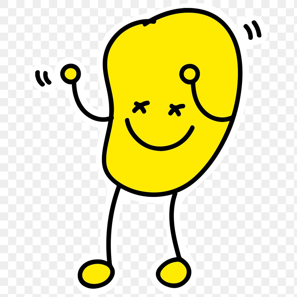 Cute dancing potato chip character sticker design element