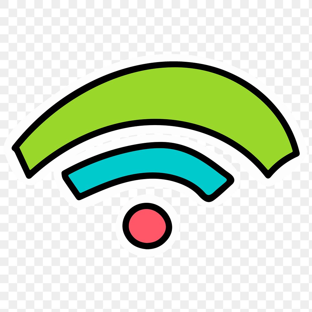 Green wifi icon sticker with a white border design element