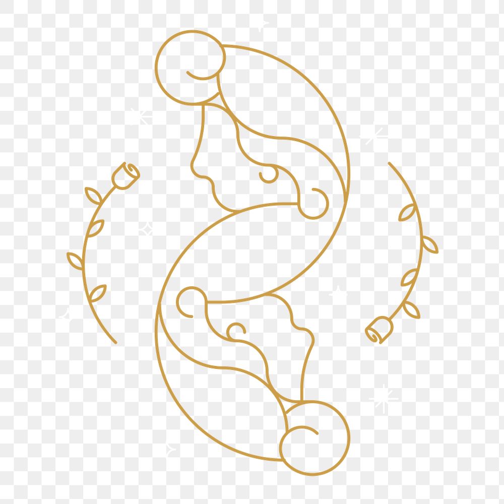 Gold Gemini astrological sign design element