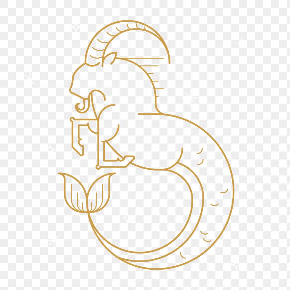 Gold Capricorn astrological sign design element