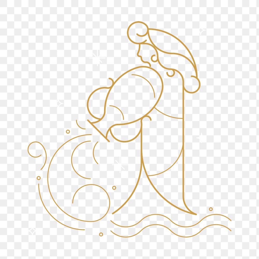 Gold Aquarius astrological sign design element