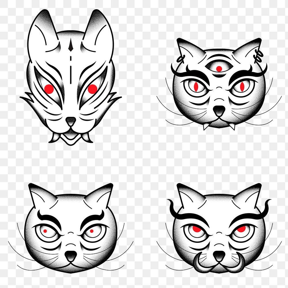 Bakeneko Japanese monster cat tattoo design element