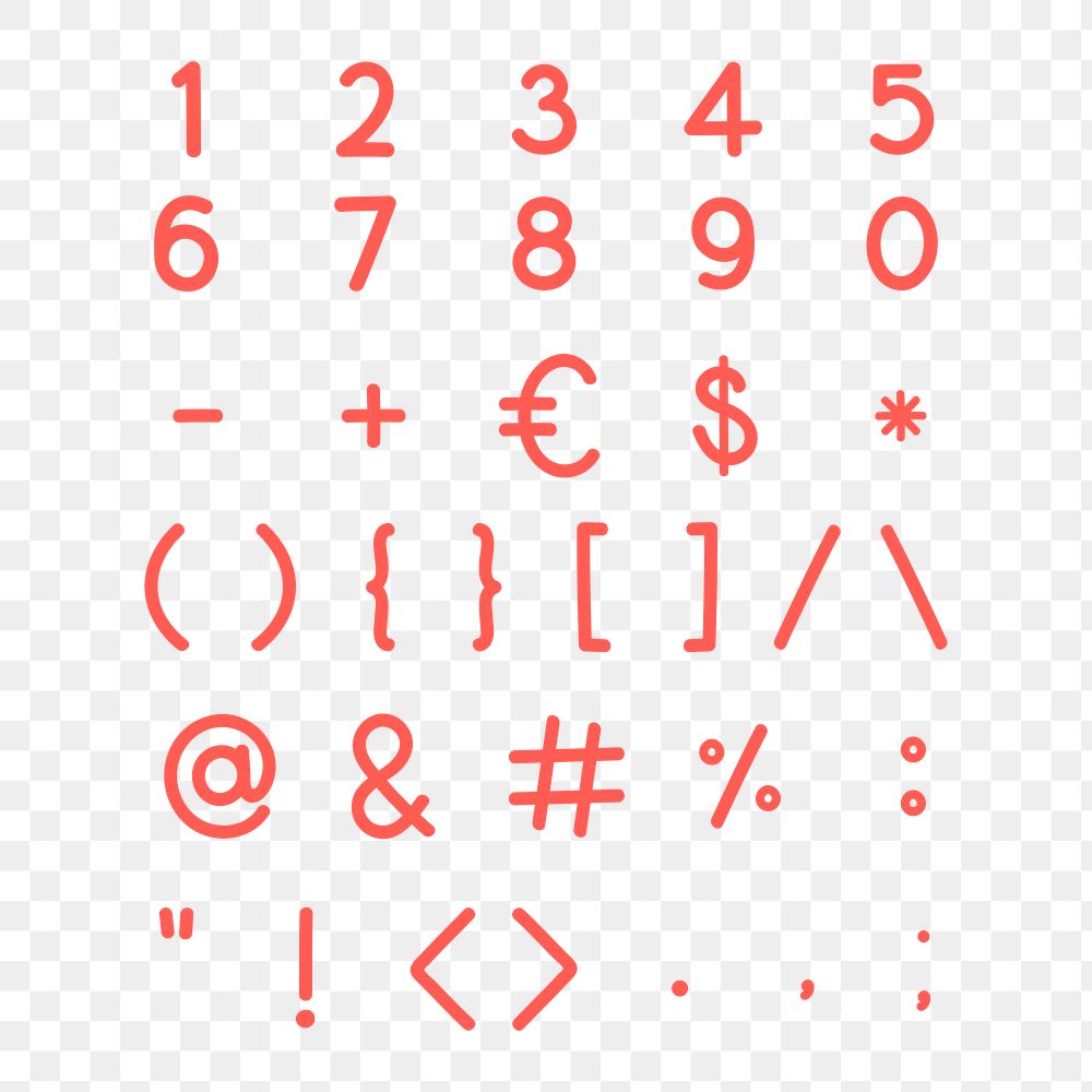 Styled numbers and symbol set design element