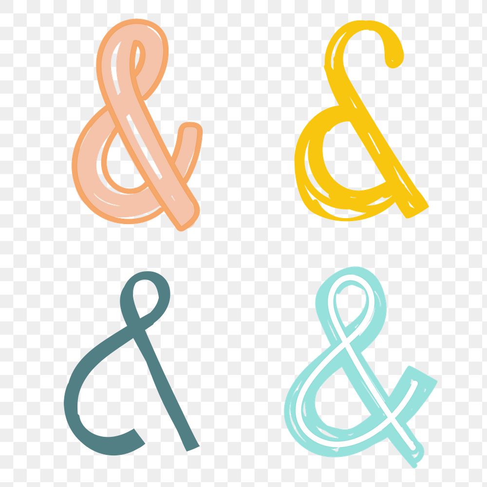 Pastel ampersand symbol png doodle font hand drawn collection