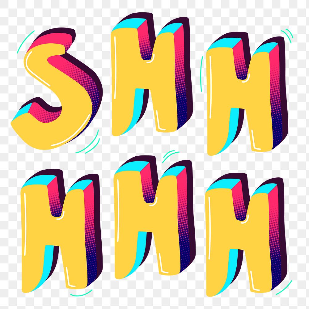 Png Shhhhh funky text typography