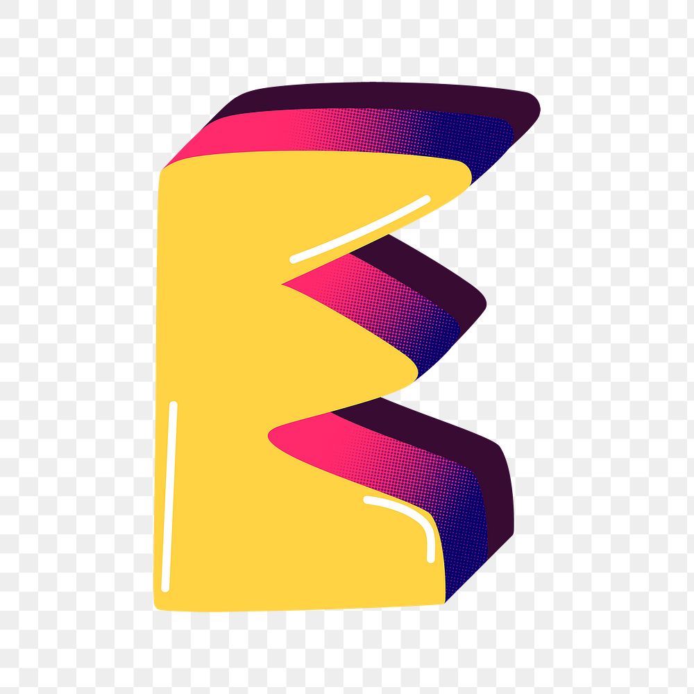 Letter E yellow funky png stylized typography