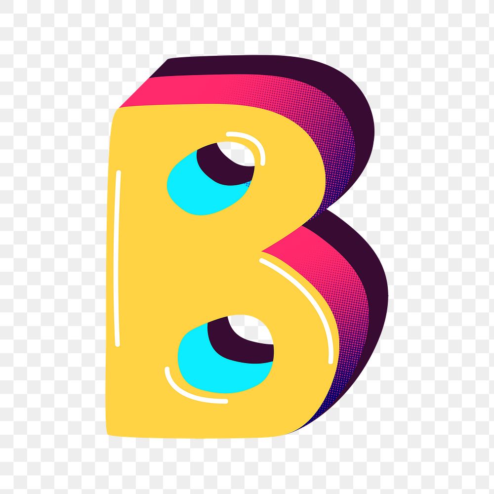 Letter B yellow funky png stylized typography