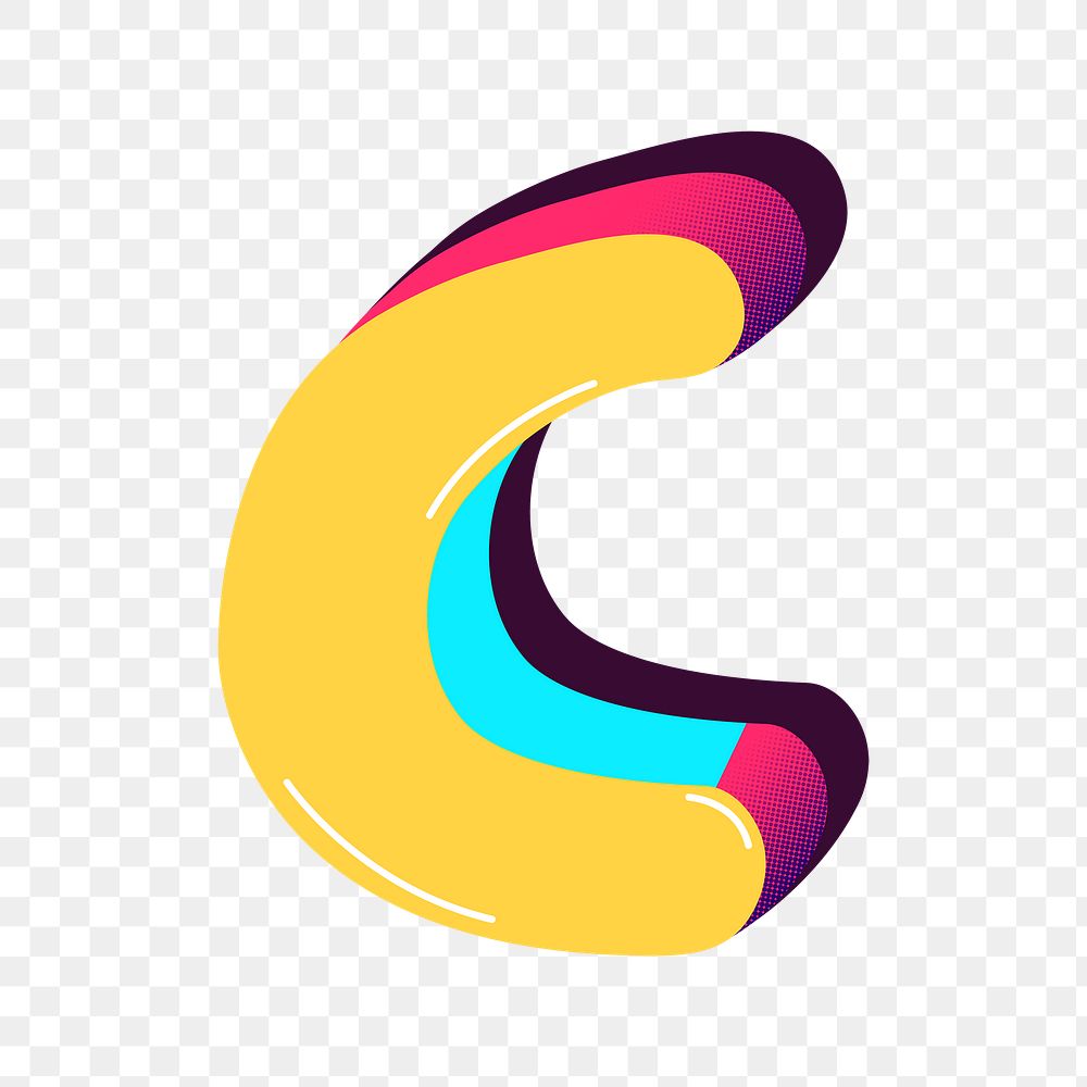 Png letter C yellow funky stylized typography