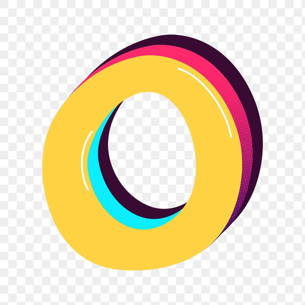 Png letter O yellow funky stylized typography