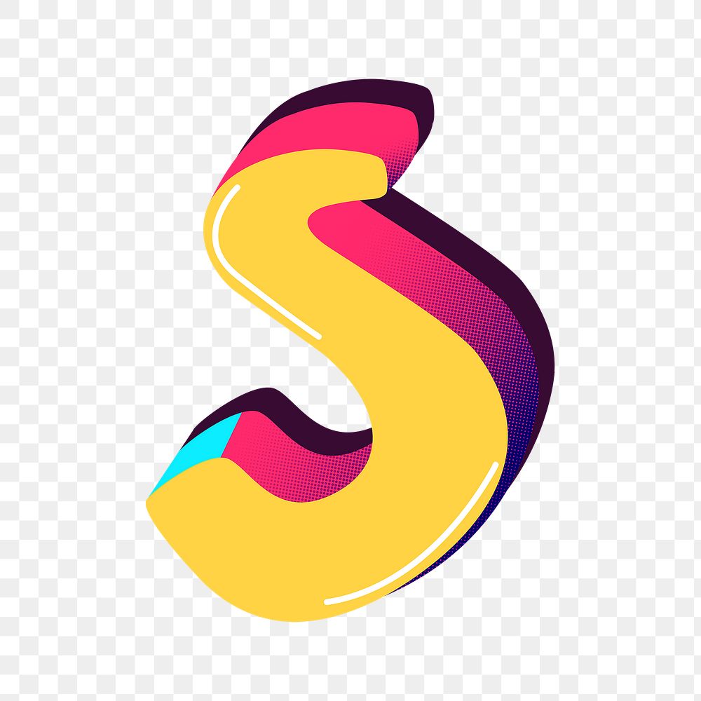 Letter S png yellow funky stylized typography
