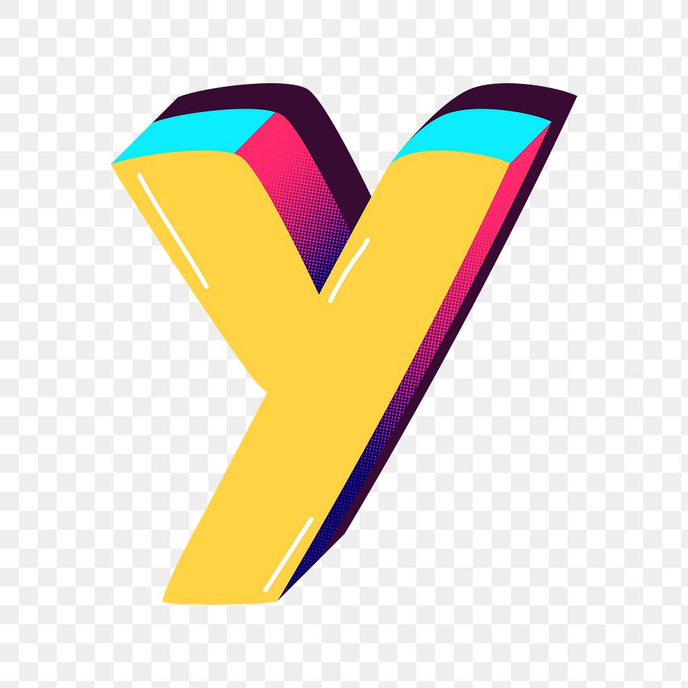 Letter Y png yellow funky stylized typography