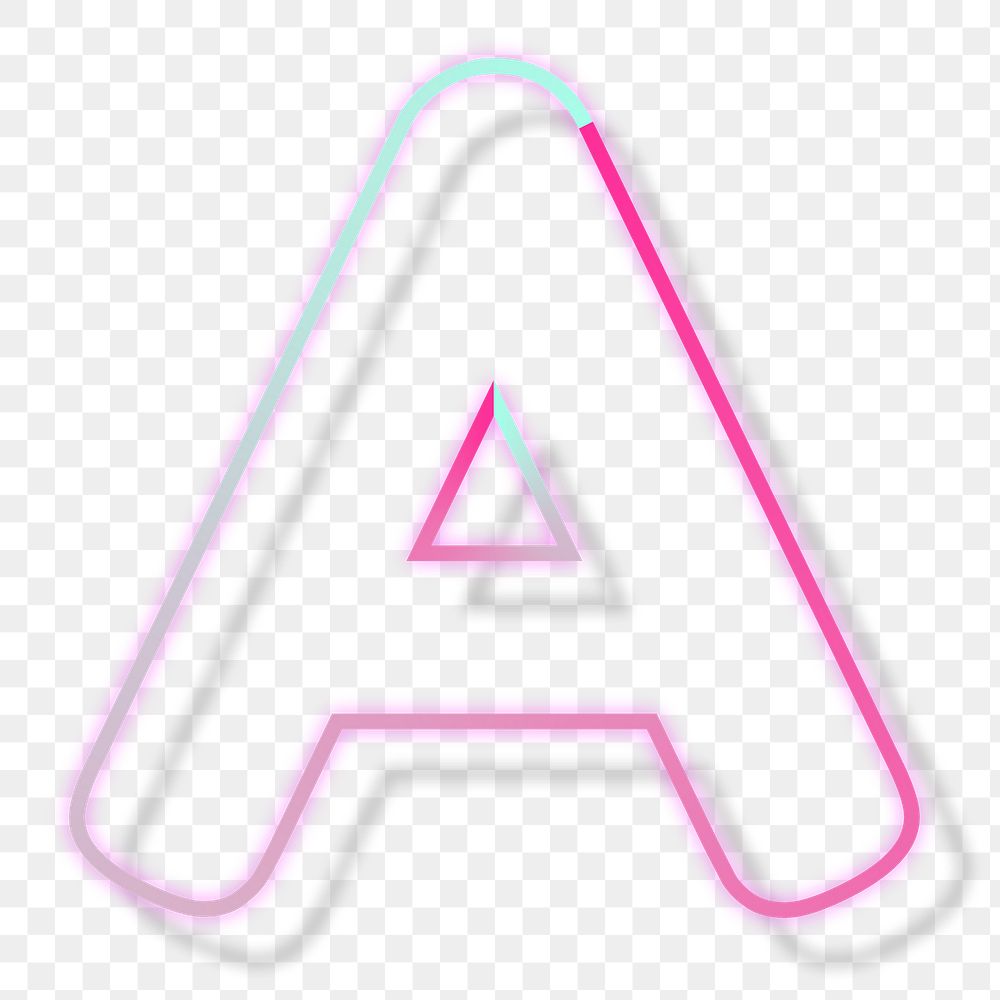Pink neon glow letter A png font typography
