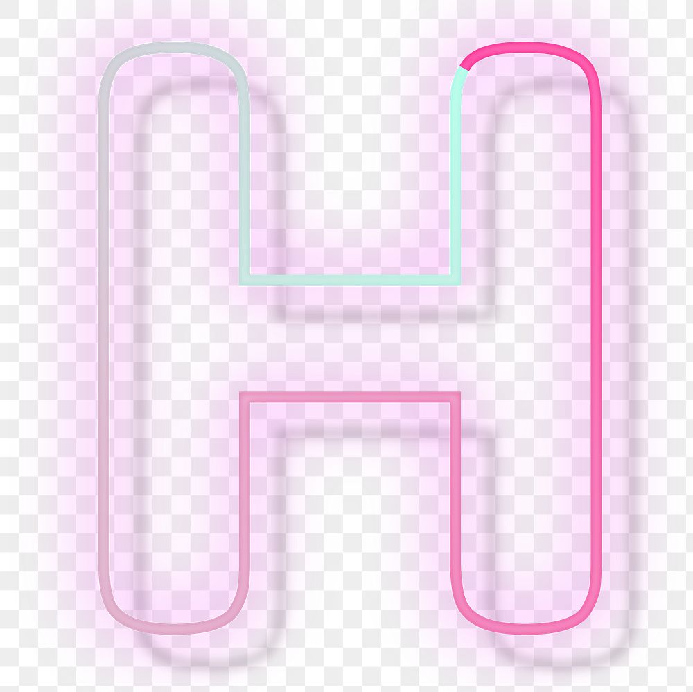 Capital letter H png neon font typography