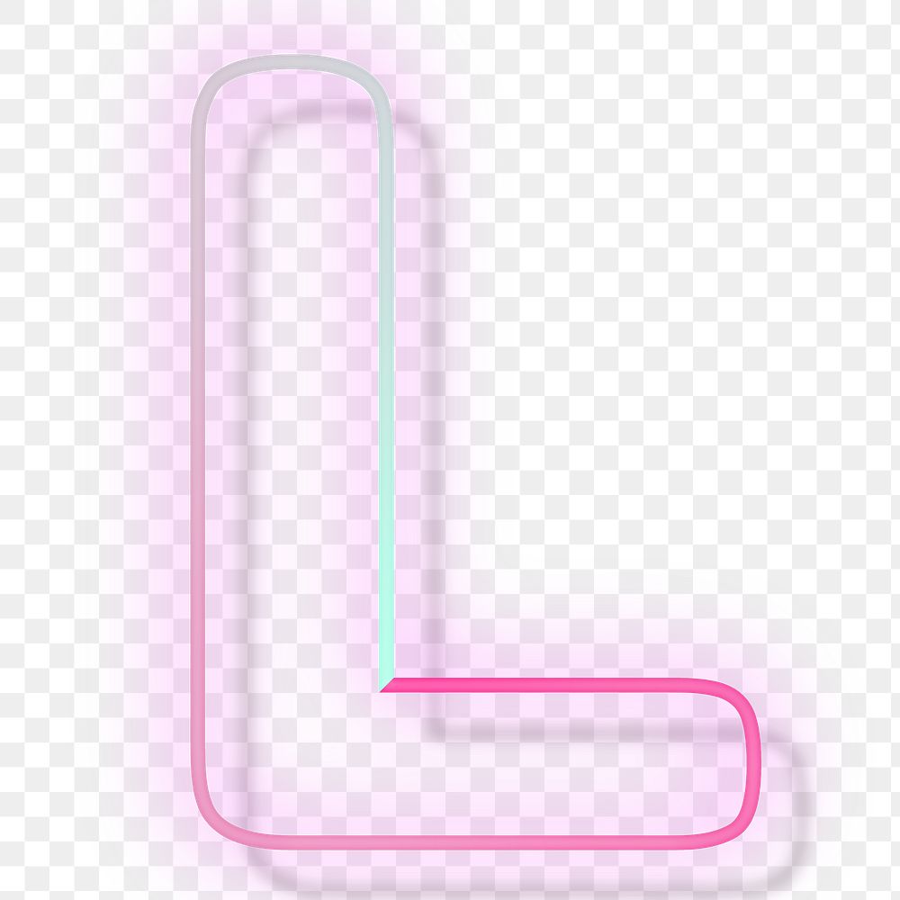 Letter L png pink neon font typography