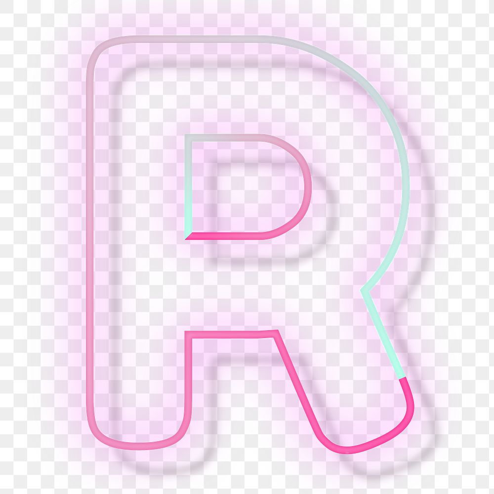 Letter R png pink neon font typography
