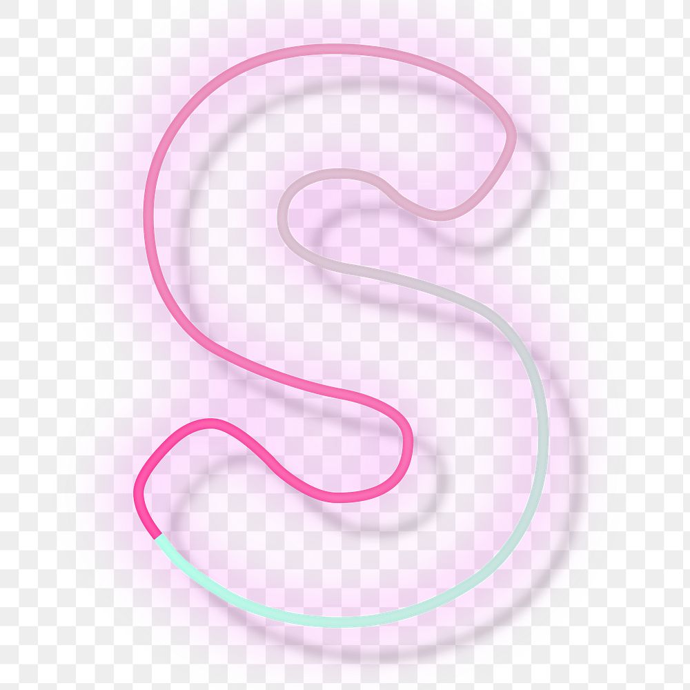 Letter S png pink neon font typography