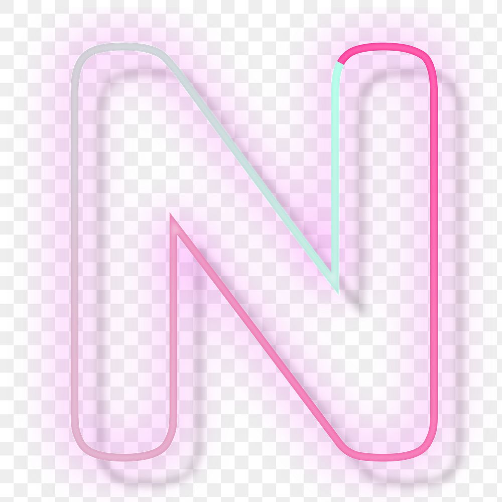 Letter N png neon font typography