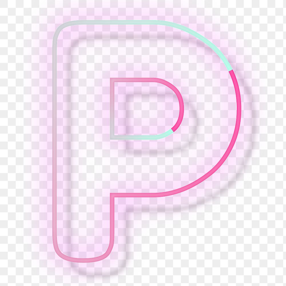 Letter P png pink neon font typography