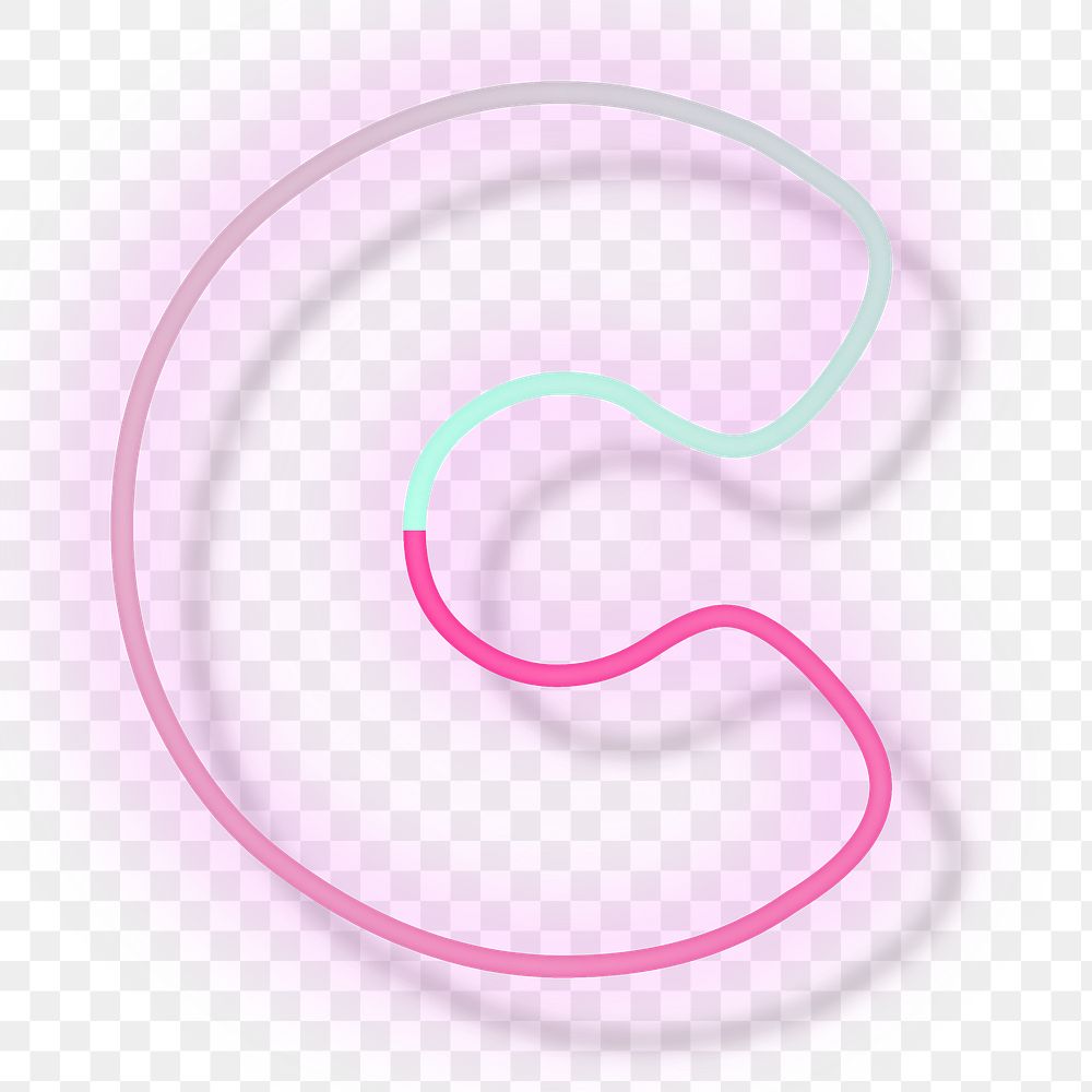 Gradient pink neon letter c png