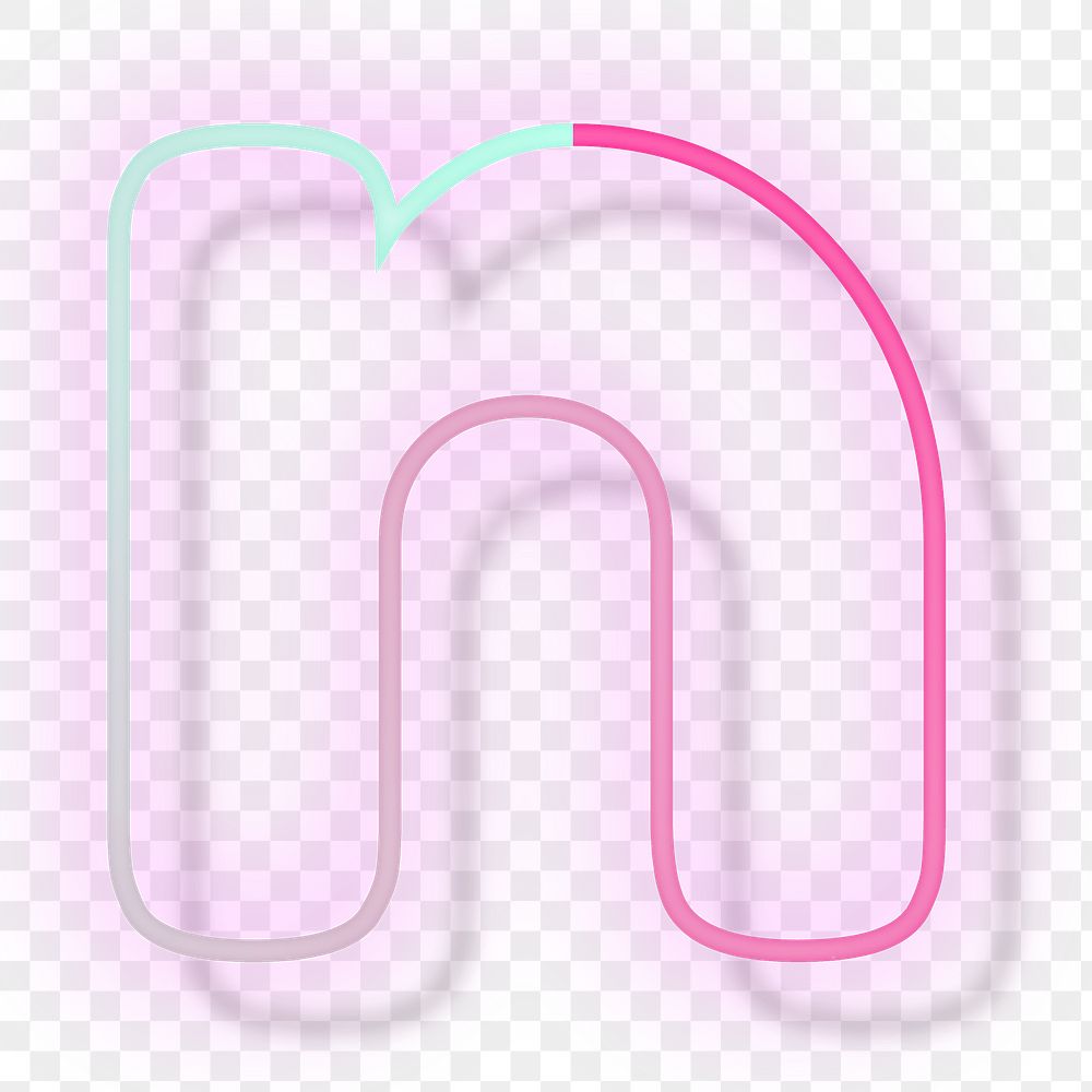 Pink neon glow letter n png font typography