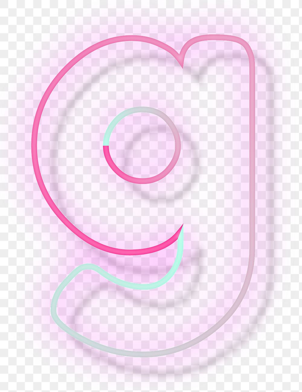 Pink neon LED letter g font typography png