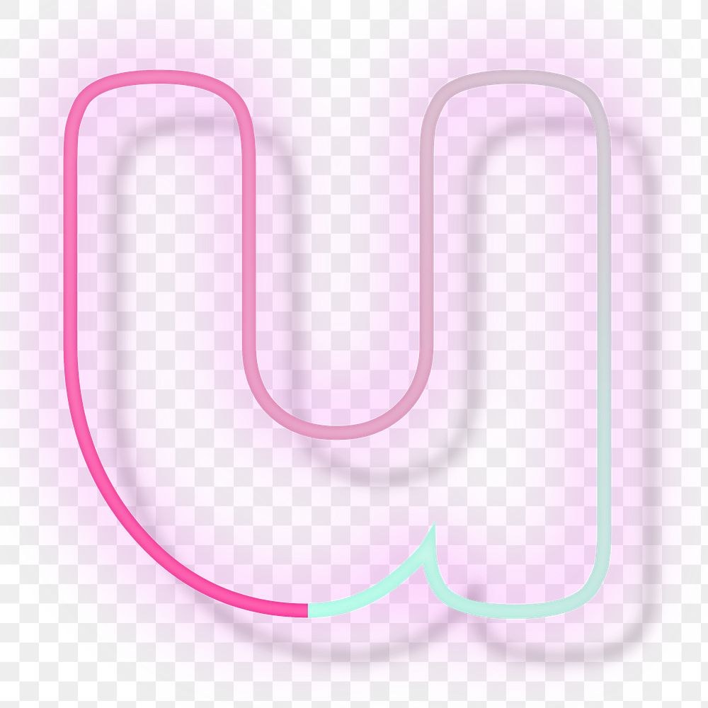Pink neon glow letter u png font typography