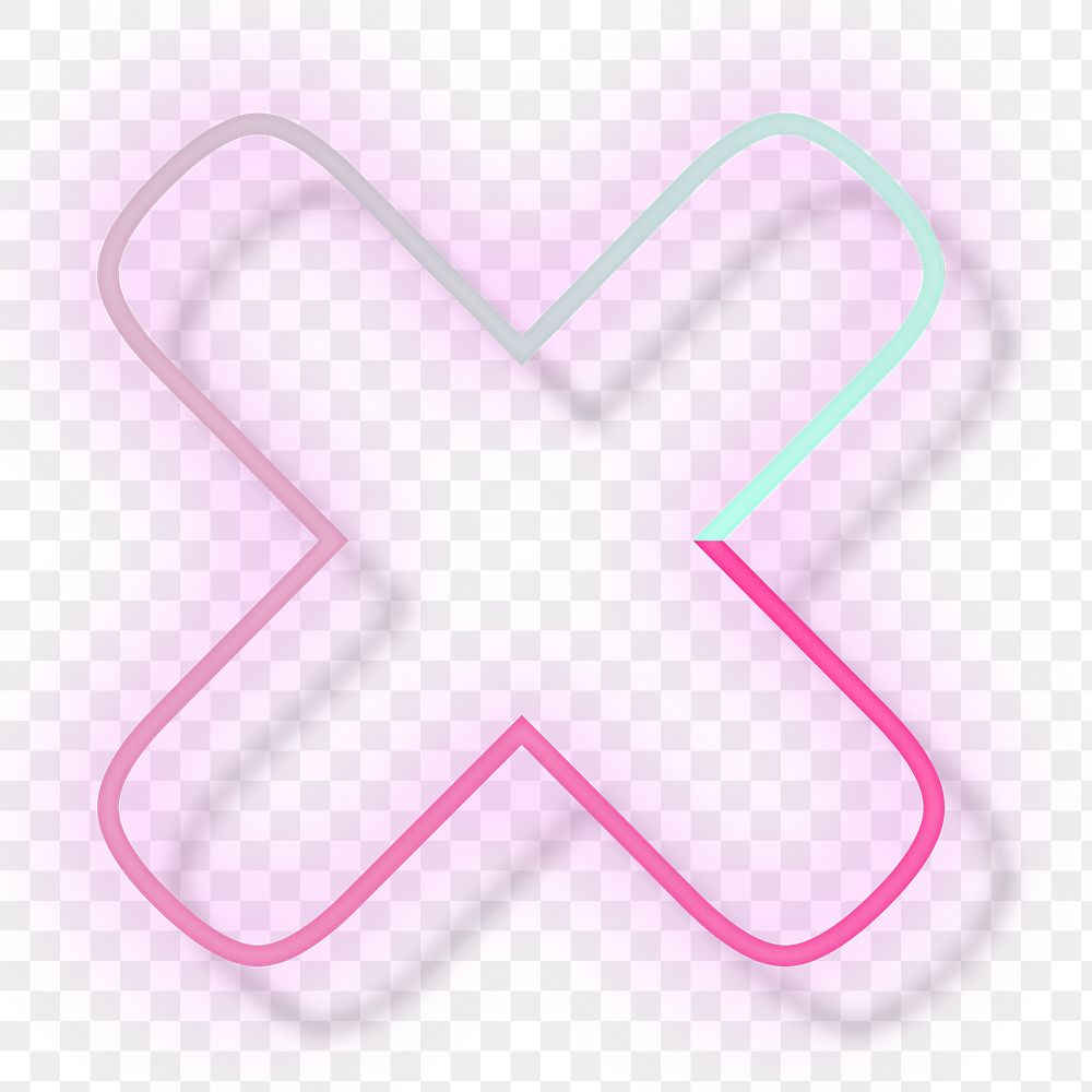 Pink neon glow letter x png font typography