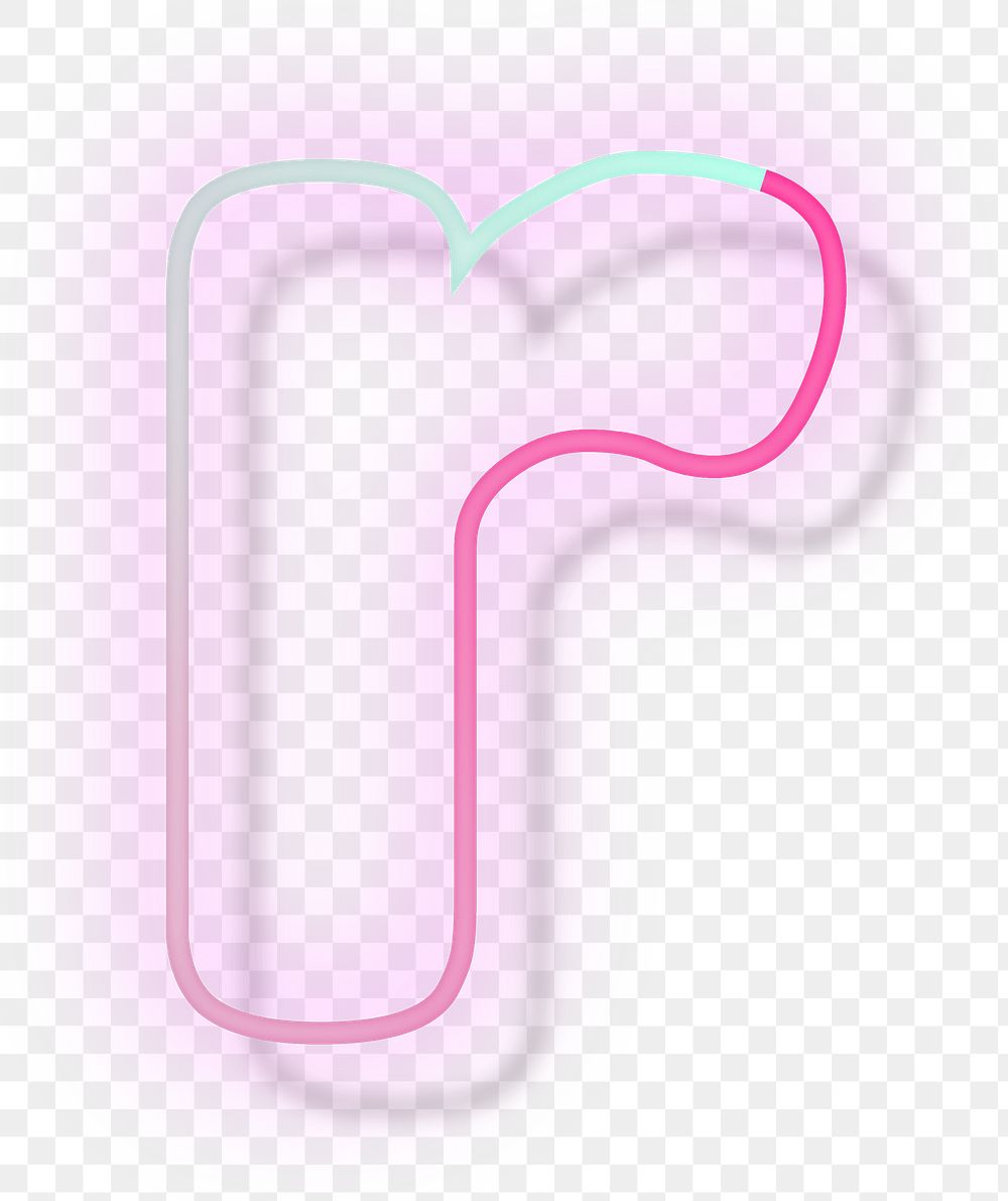 Pink neon glow letter r png font typography