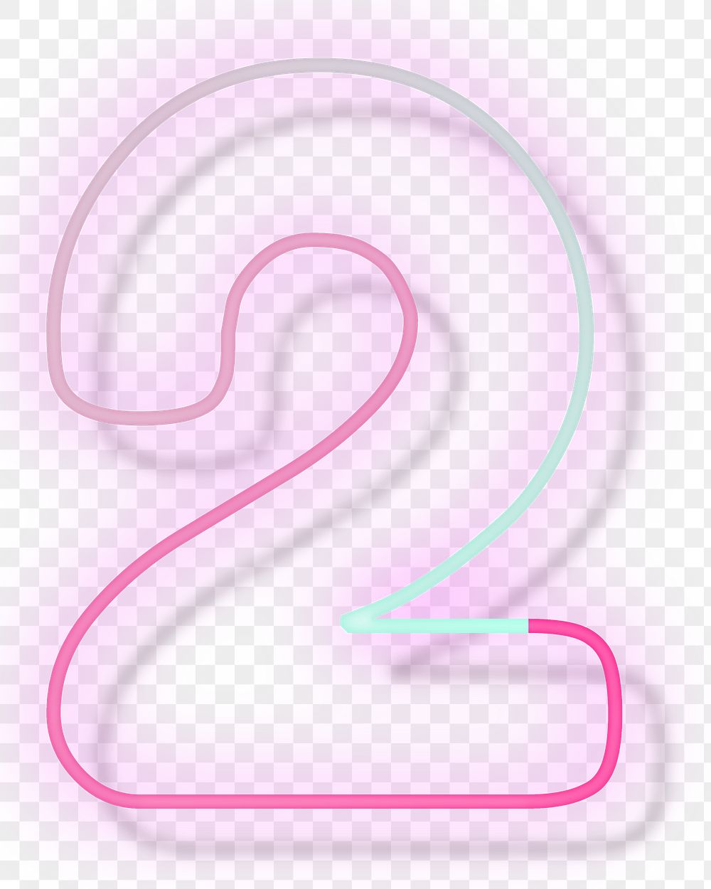 Pink neon glow number 2 png font typography