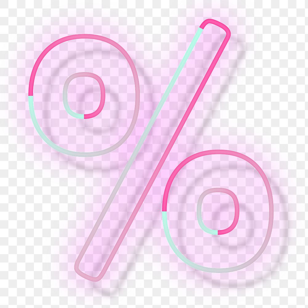 Percentage sign png neon font typography