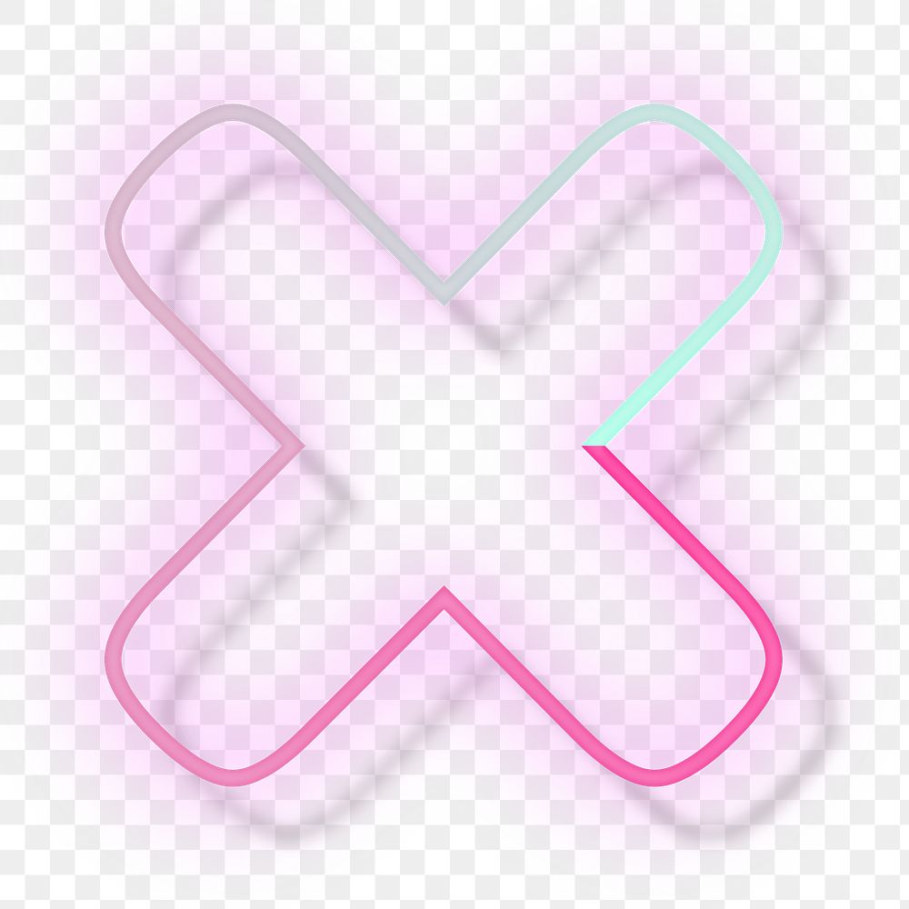 Pink neon glow symbol multiplication png font typography