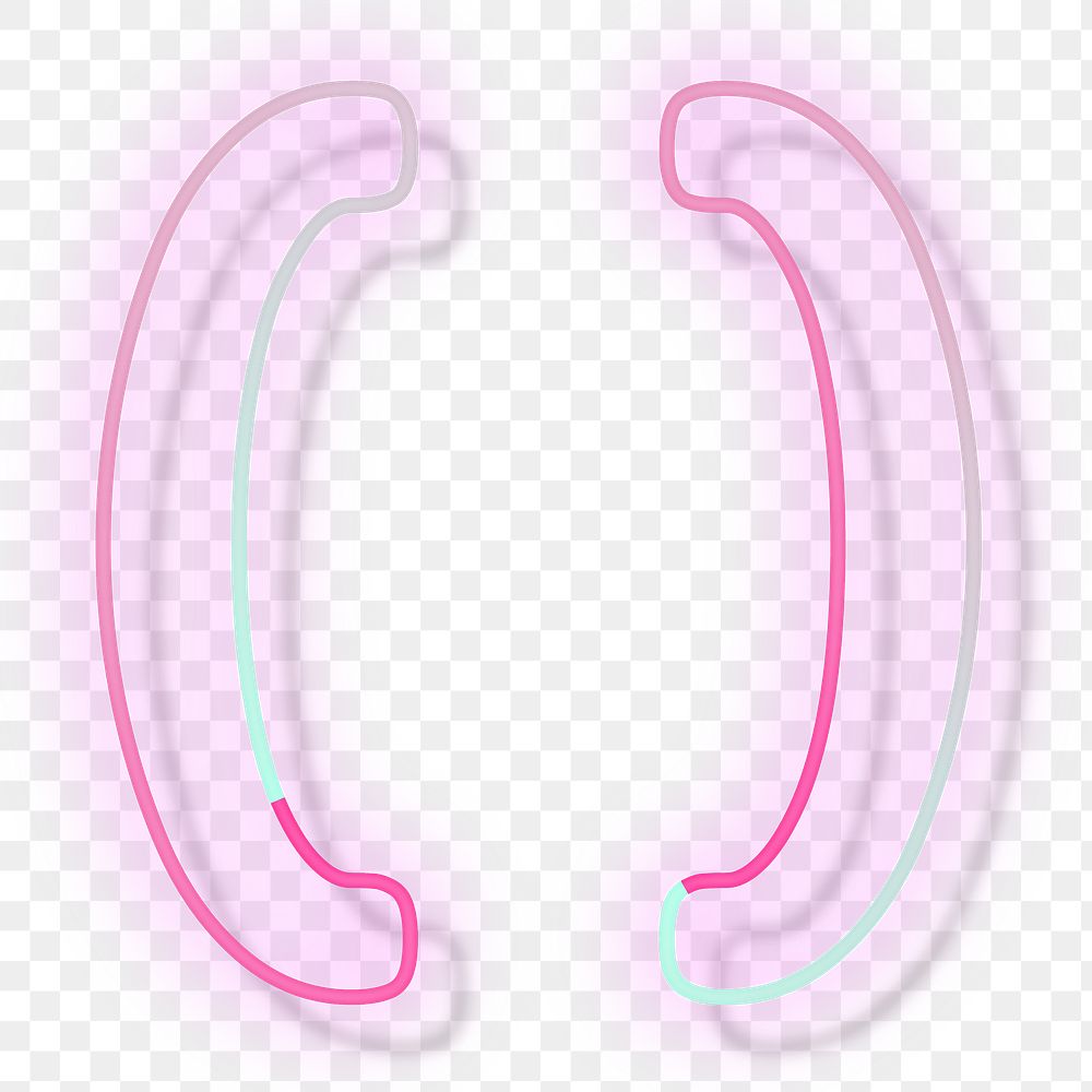 Pink neon glow round brackets png symbol typography