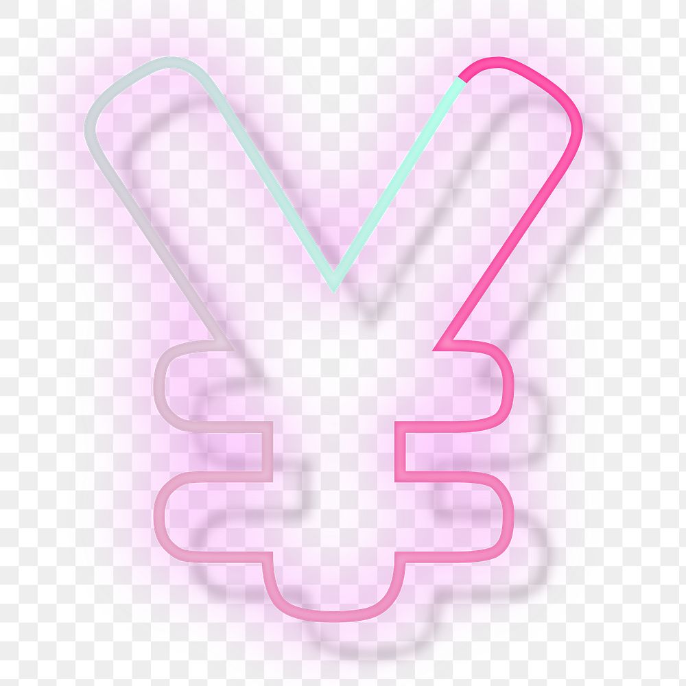 Pink neon glow yen sign png font typography