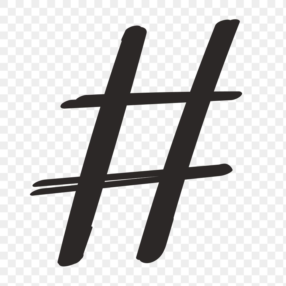Hashtag # sign png doodle typography