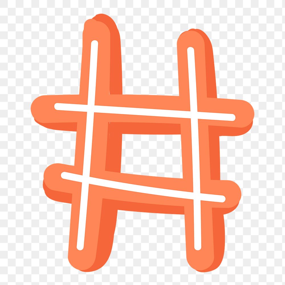 Hashtag number sign png doodle typography