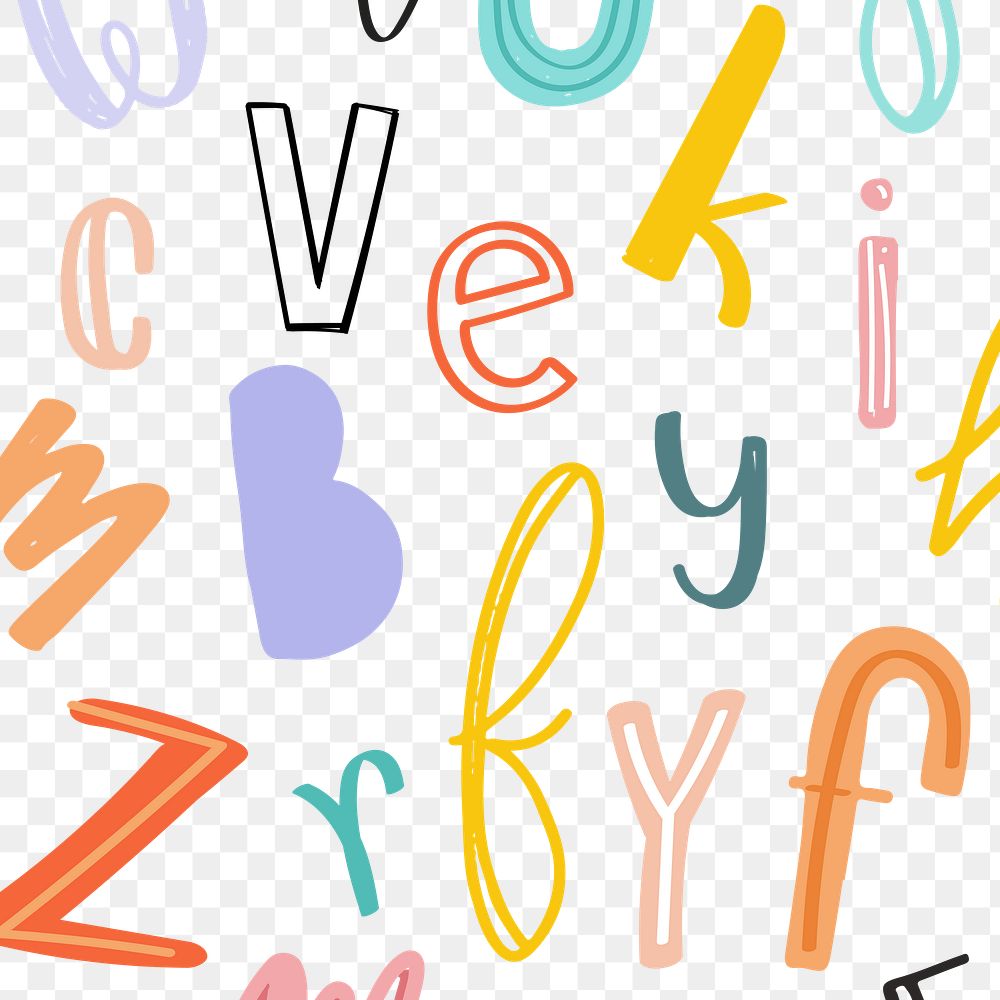 PNG Alphabet doodle typography font background