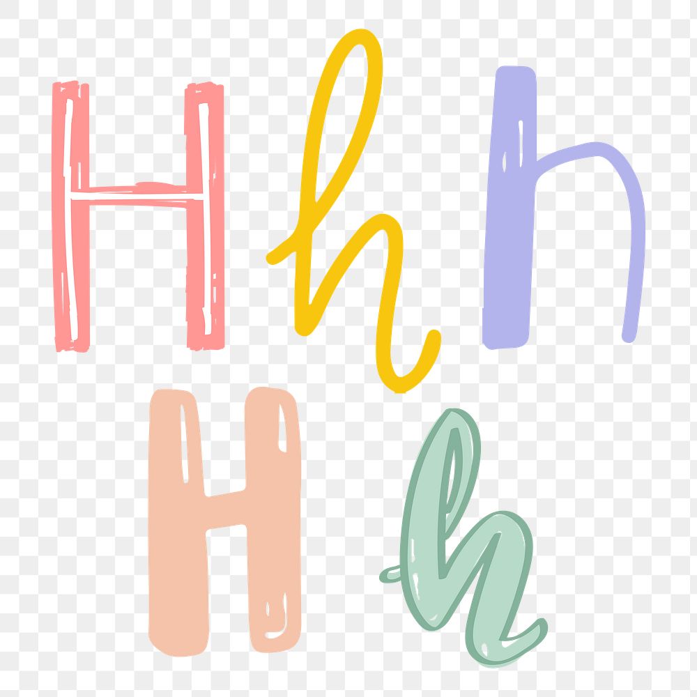 H letter png doodle alphabet typography set