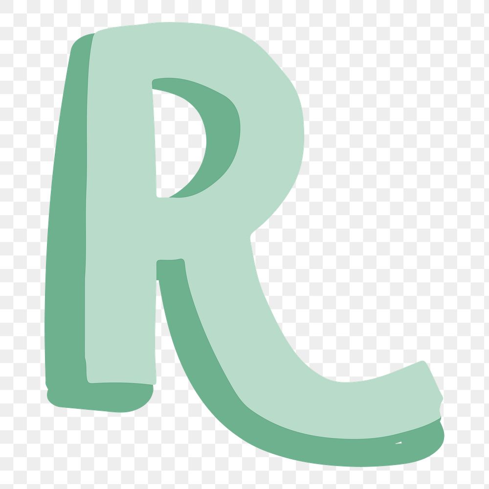 R letter png hand drawn doodle typography