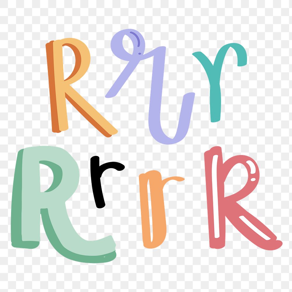 R letter png doodle typography set