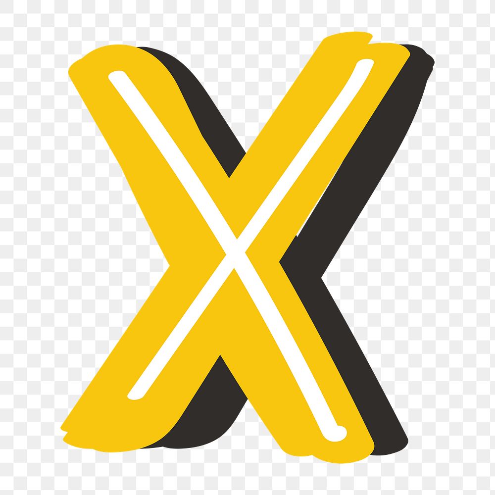 Letter X png doodle font typography
