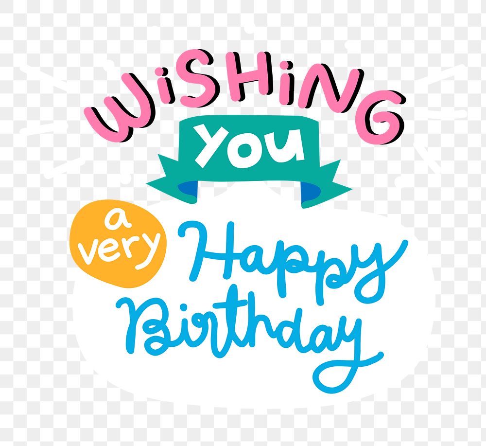 Png happy birthday wish message calligraphy