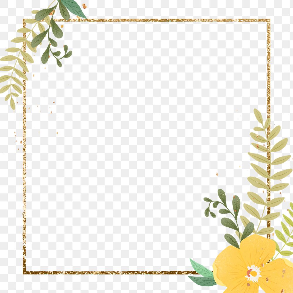 Gold floral png frame design