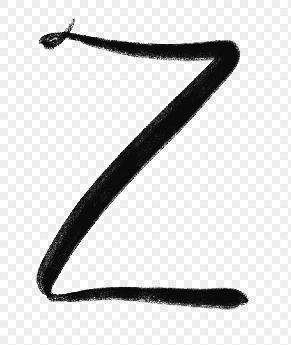 Letter Z brush stroke png typography font