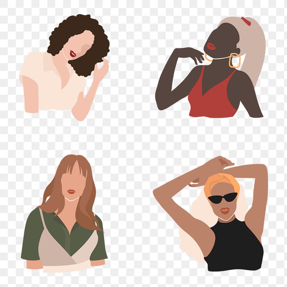 Female social media influencers collection transparent png